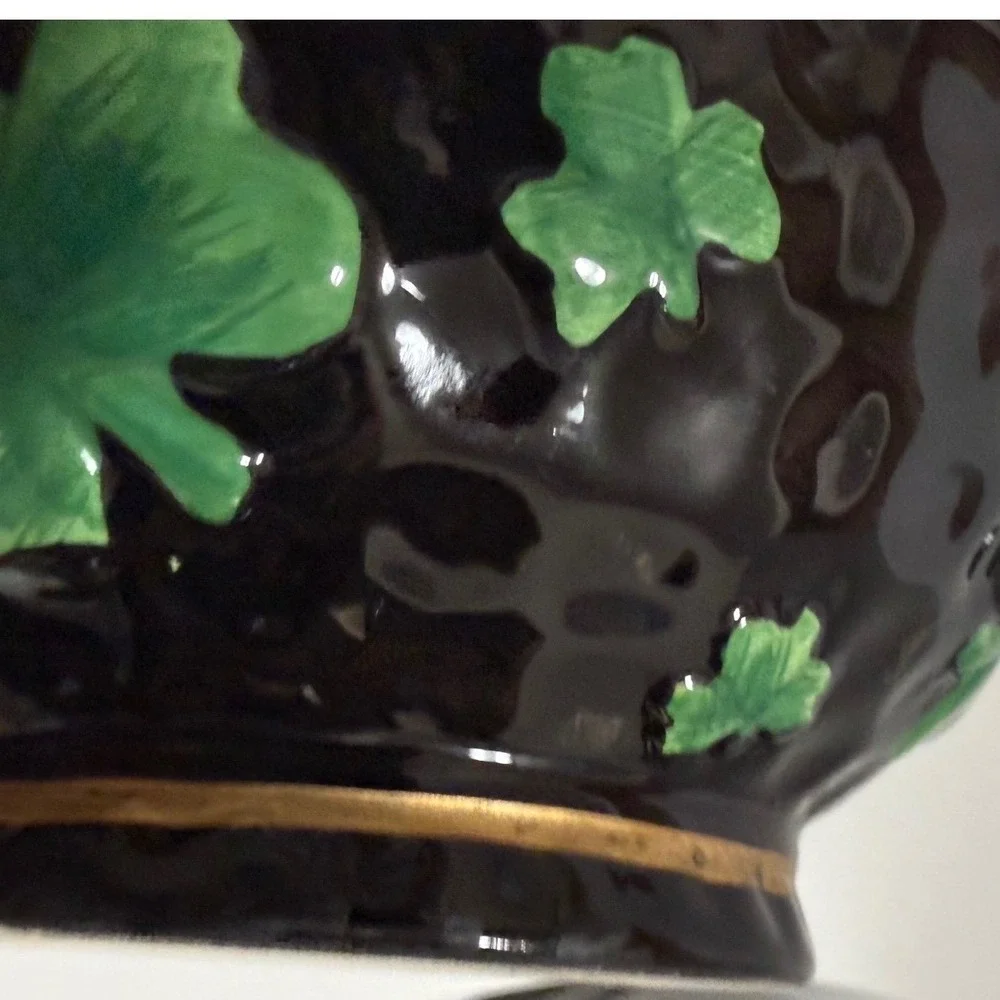 Vintage‎ Shamrock Basket Bowl Gold Twisted Handle Irish Cottage Decor